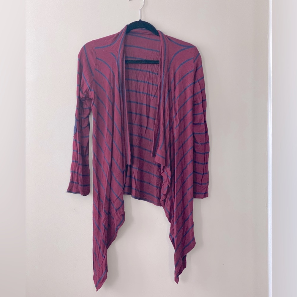 Pinkblush Maternity Burgundy and Navy Striped Cardigan